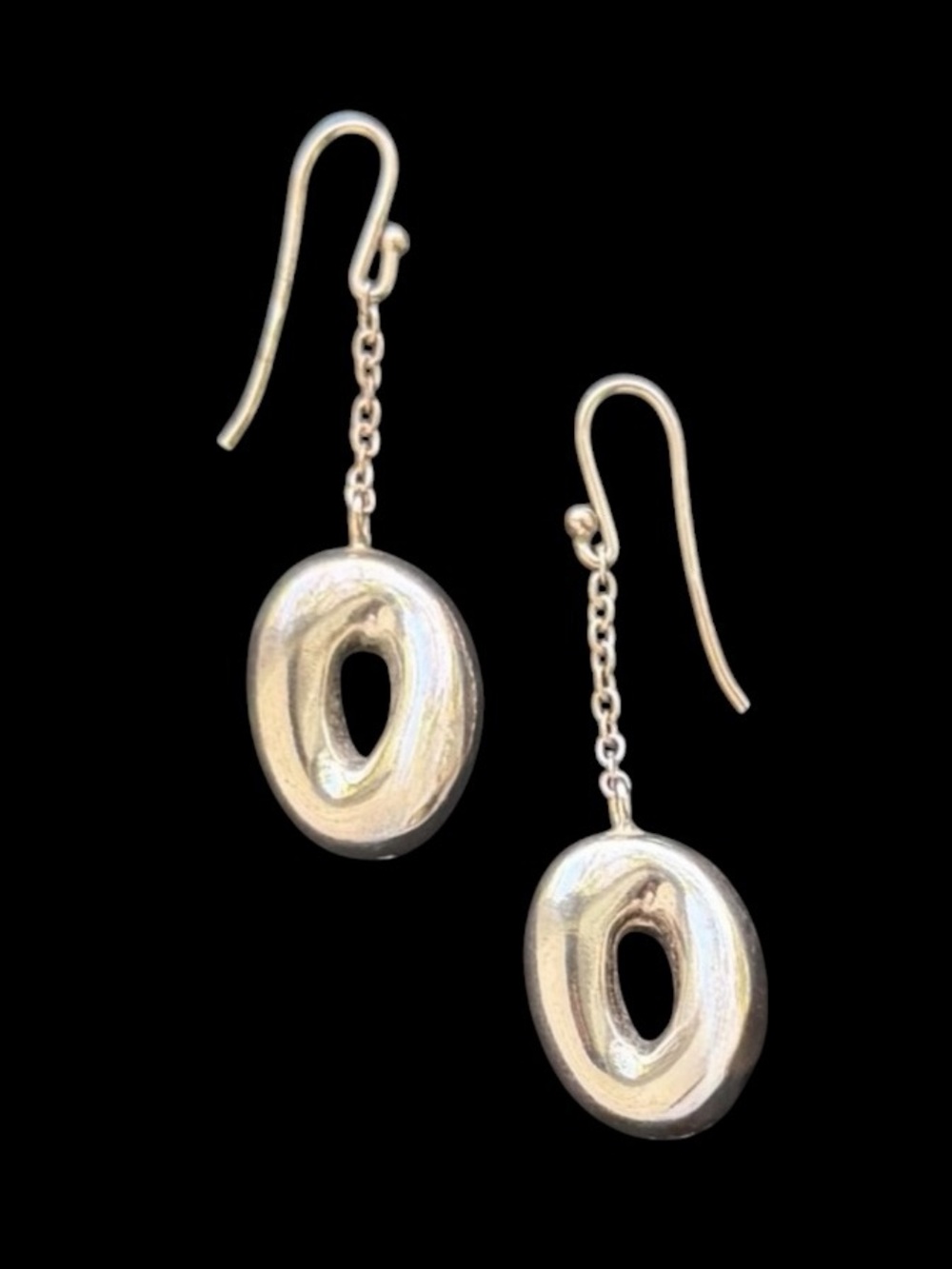 L’una Italy .925 Sterling Silver Modern Oval Dangle Drop Earrings